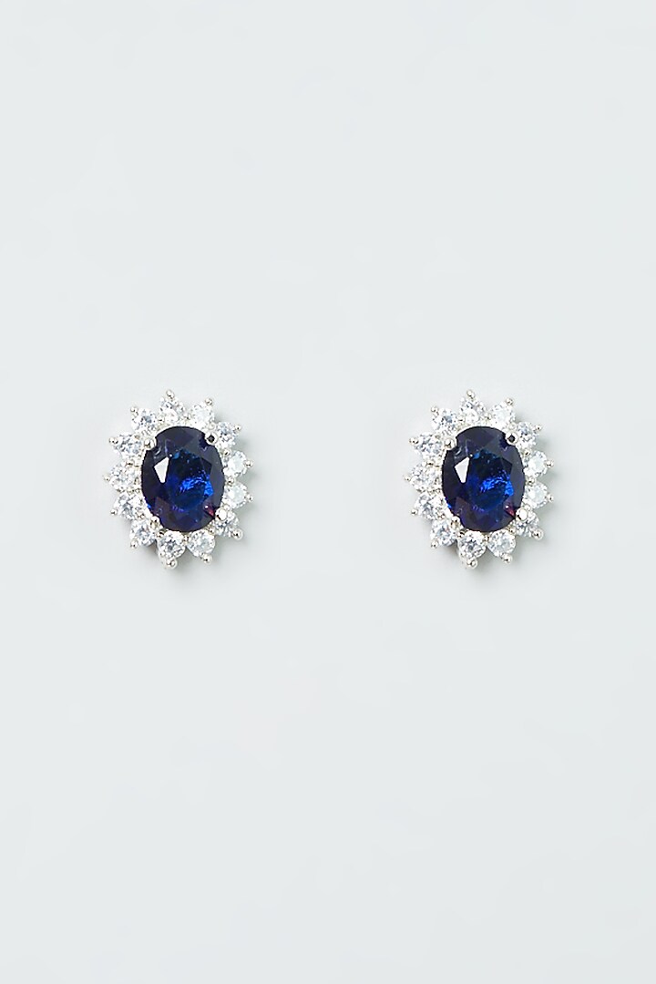 White Finish Sapphire Zircon Pendant Necklace Set by Aster at Pernia's Pop Up Shop