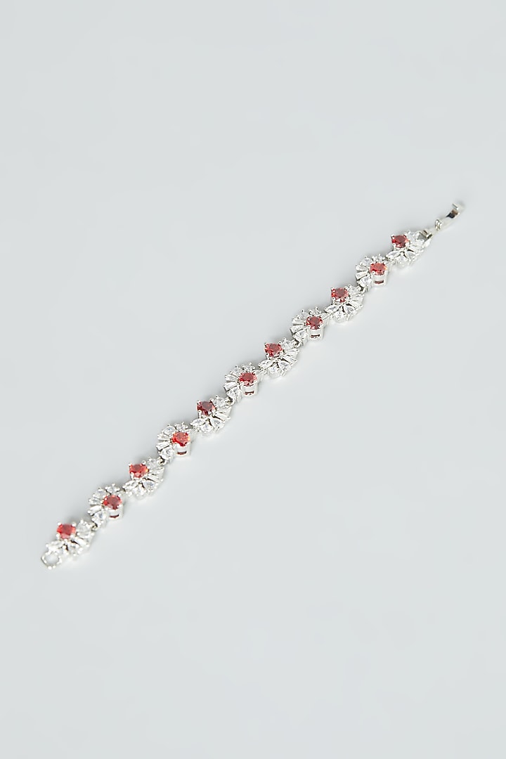 White Finish Ruby Synthetic Stone & Zircon Bracelet by Aster at Pernia's Pop Up Shop