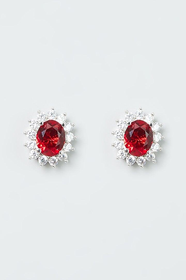 White Finish Ruby Synthetic Stones & Zircon Necklace Set by Aster at Pernia's Pop Up Shop