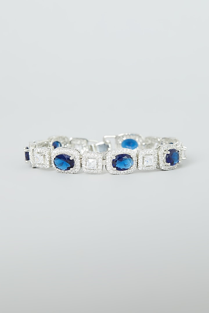 White Finish Sapphire Synthetic Stone & Zircon Bracelet by Aster at Pernia's Pop Up Shop