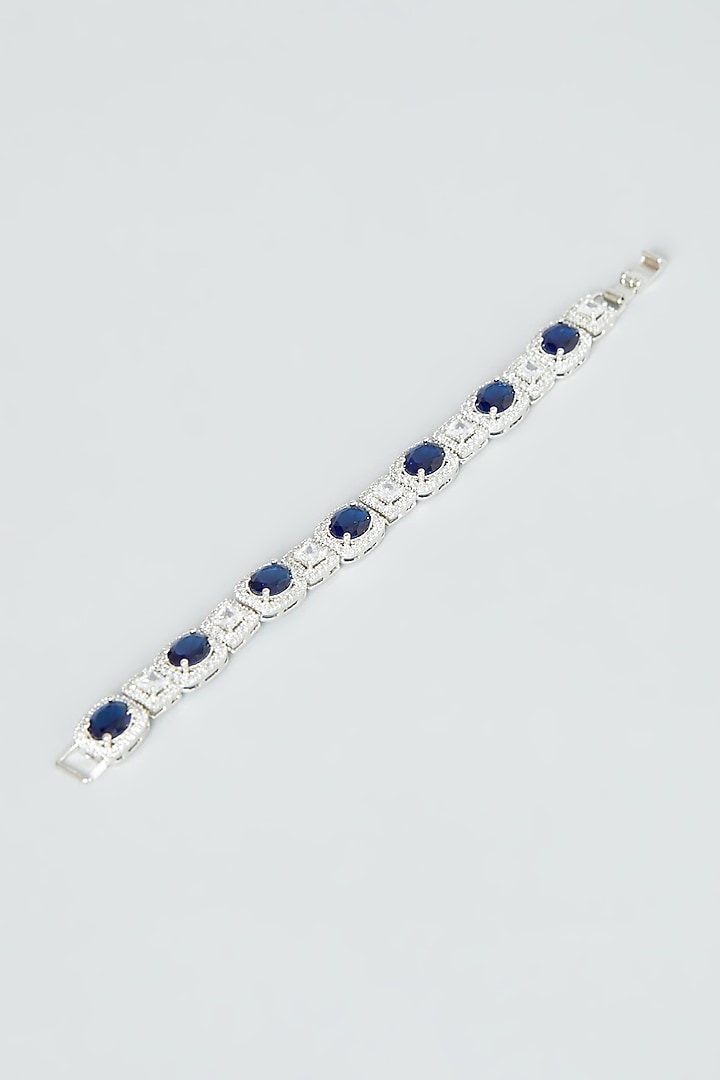 White Finish Sapphire Synthetic Stone & Zircon Bracelet by Aster at Pernia's Pop Up Shop