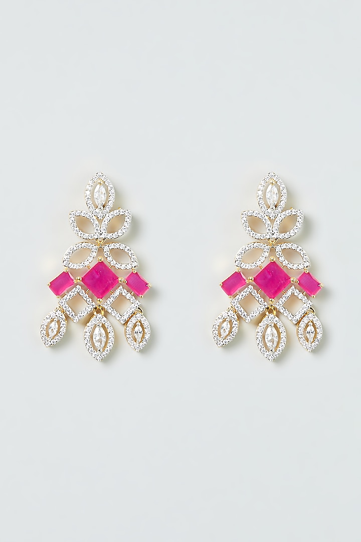 Two Tone Finish Ruby Synthetic Stone & Zircon Necklace Set by Aster at Pernia's Pop Up Shop