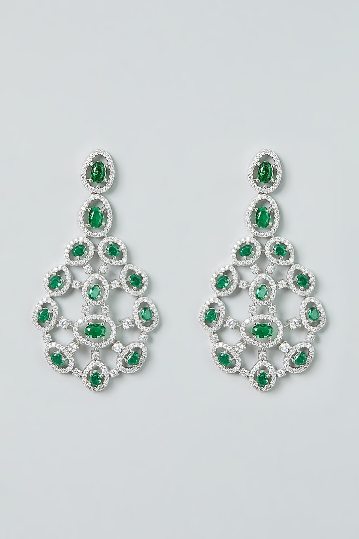 White Finish Zircon & Emerald Synthetic Stone Necklace Set by Aster at Pernia's Pop Up Shop