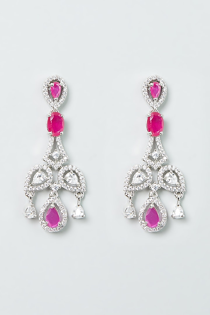 White Finish Zircon & Ruby Synthetic Stone Necklace Set by Aster at Pernia's Pop Up Shop