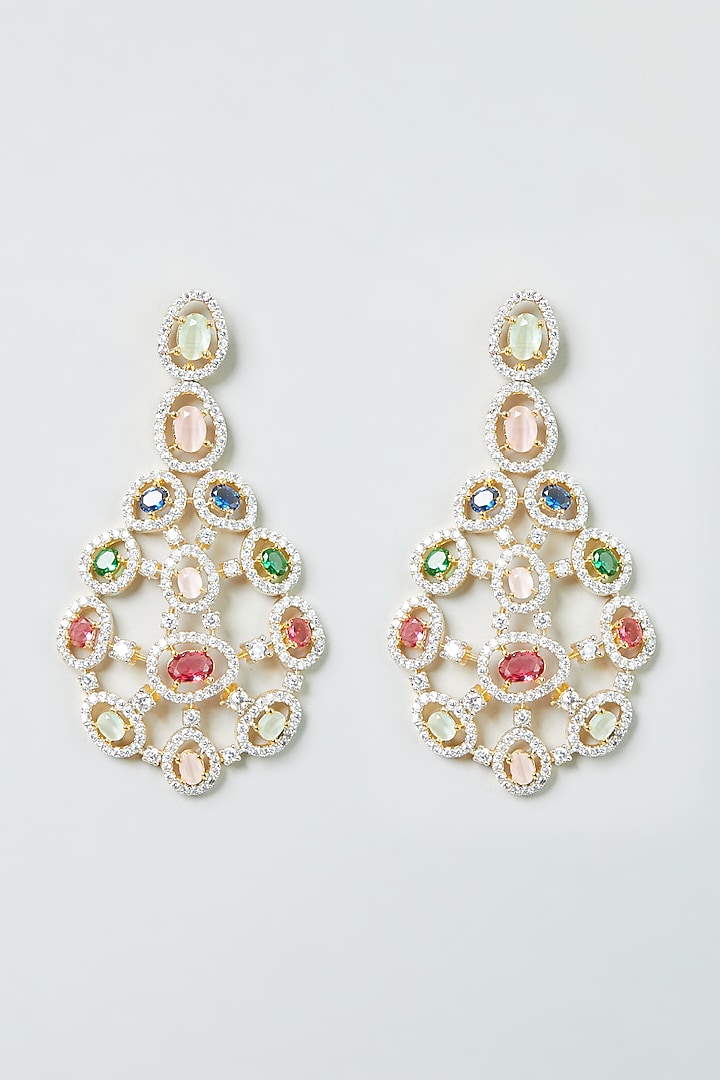 Two Tone Finish Zircon Multi-Colored Stone Necklace Set by Aster at Pernia's Pop Up Shop