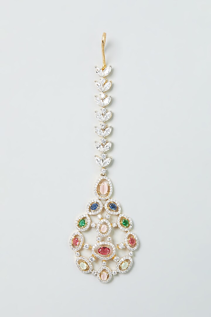 Two Tone Finish Zircon Multi-Colored Stone Necklace Set by Aster at Pernia's Pop Up Shop