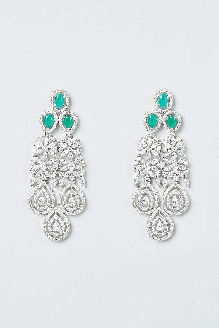 White Finish Zircon & Emerald Synthetic Stone Necklace Set by Aster at Pernia's Pop Up Shop