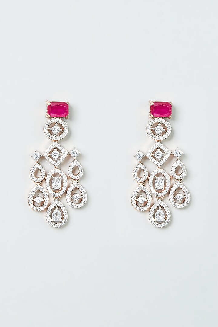 White Finish Ruby Synethic Stone Necklace Set by Aster at Pernia's Pop Up Shop
