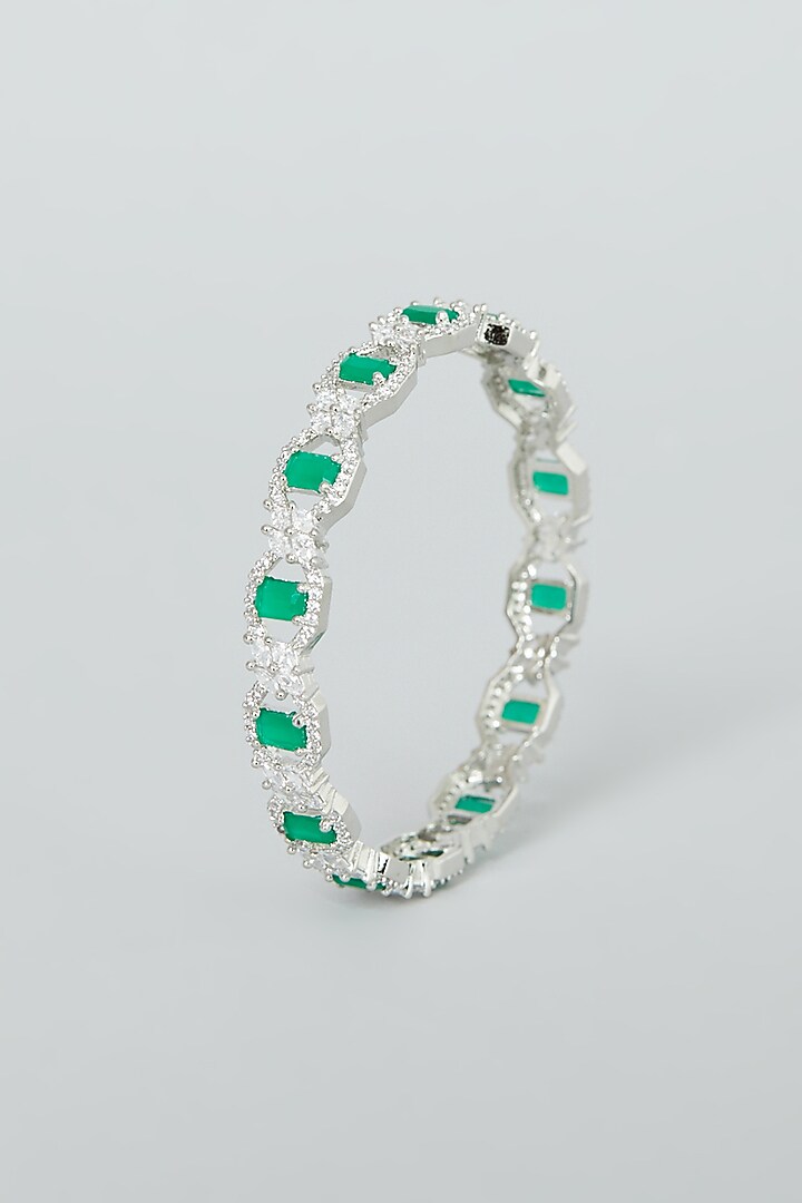White Finish Emerald Synthetic Stones Bangles (Set of 2) by Aster at Pernia's Pop Up Shop