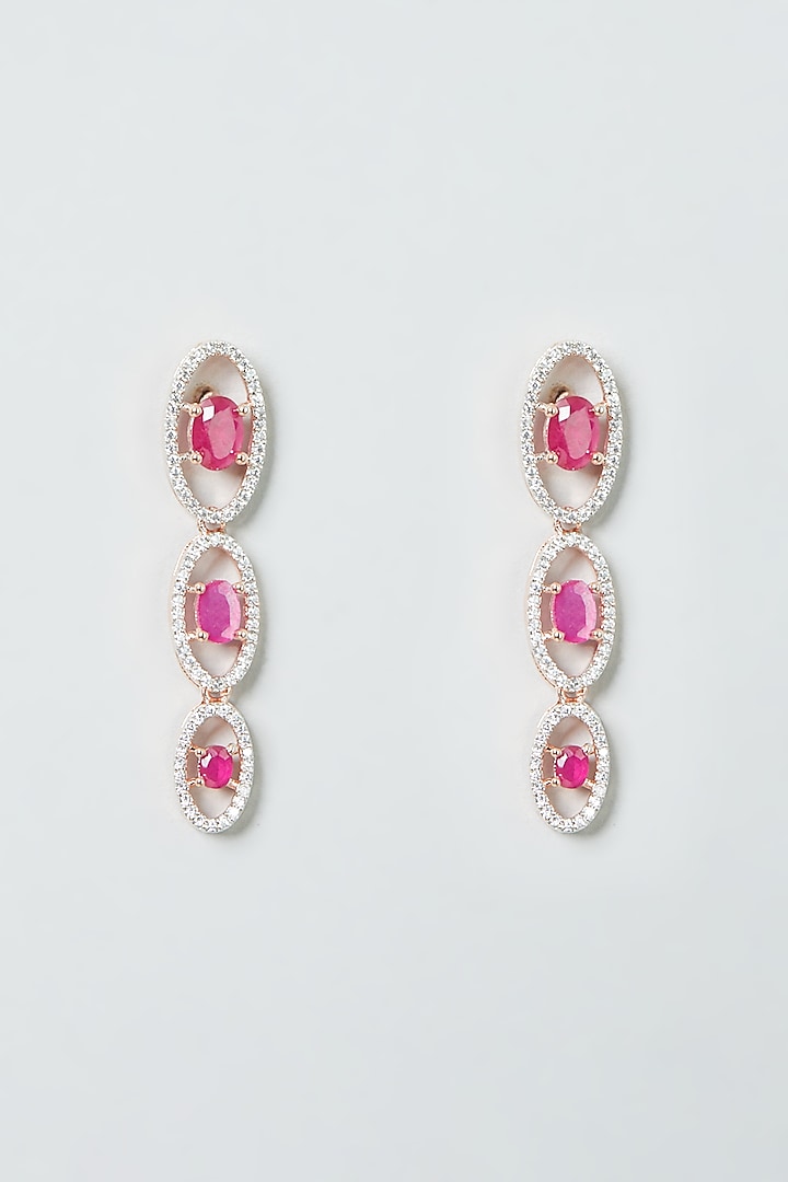 White Finish Ruby Synethic Stone & Zircon Necklace Set by Aster at Pernia's Pop Up Shop
