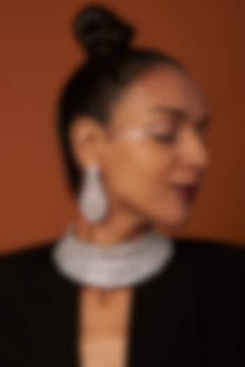 White Finish Zircon Choker Necklace Set by Aster at Pernia's Pop Up Shop