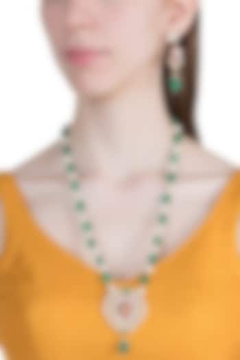 Gold Finish Faux Pearls, Kundan & Stones Mala Necklace Set by Aster at Pernia's Pop Up Shop
