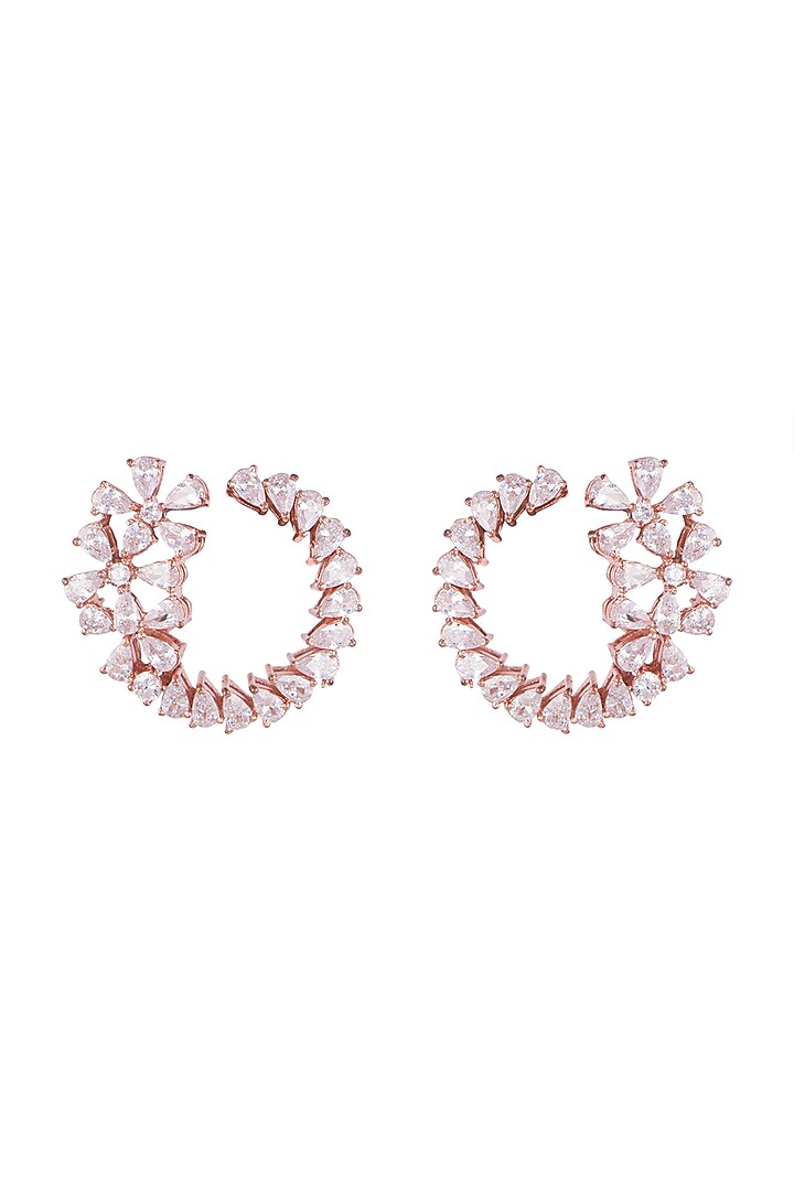 Rose Gold Finish Faux Diamonds Stud Earrings by Aster at Pernia's Pop Up Shop