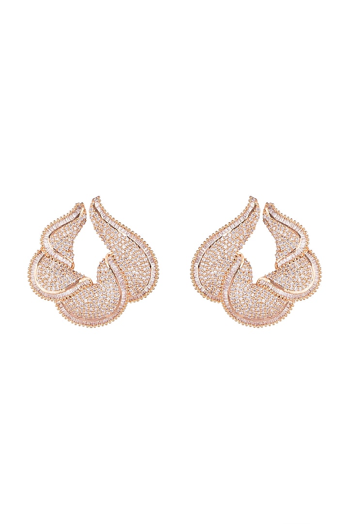 Gold Finish Faux Diamonds Earrings by Aster at Pernia's Pop Up Shop
