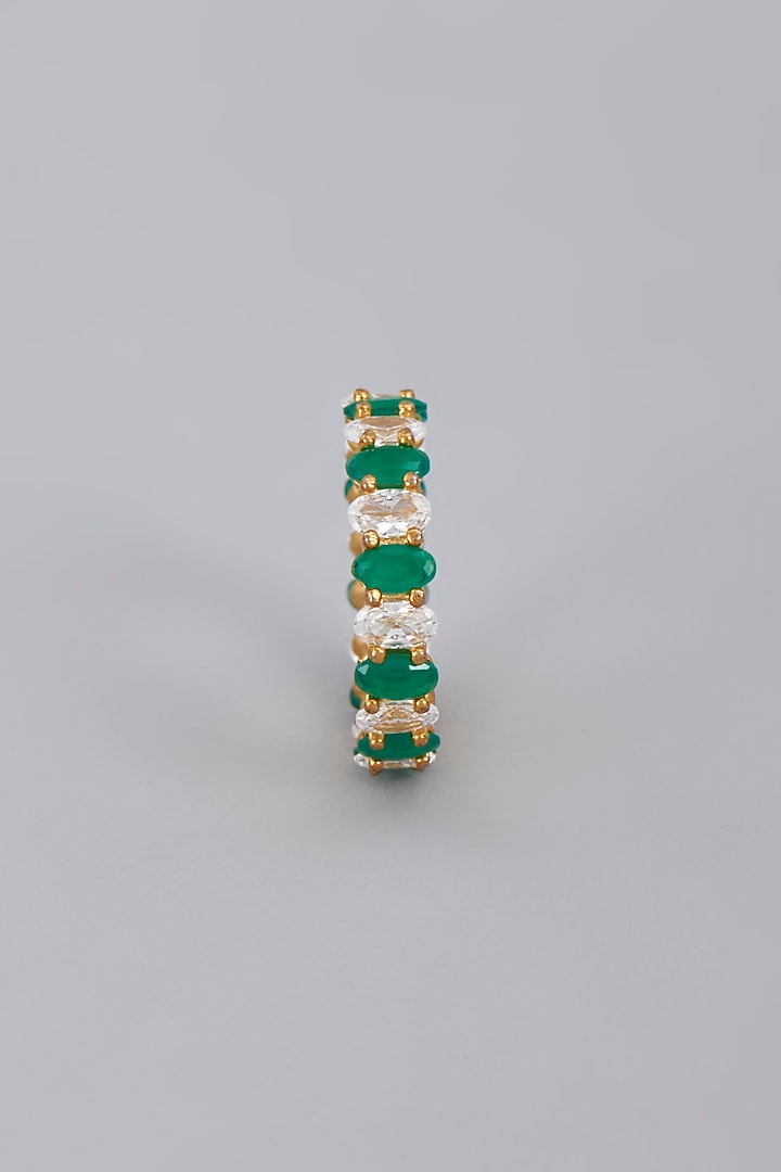 Gold Finish Green Zircon Stackable Ring by Aster at Pernia's Pop Up Shop