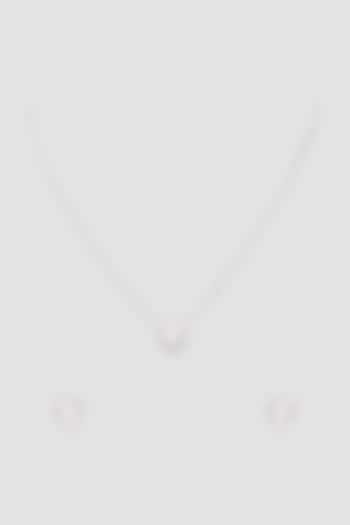 White Finish Zircon Pendant Necklace Set by Aster