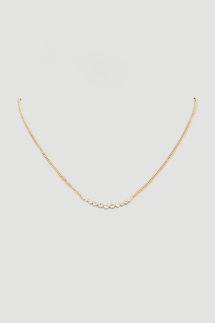 Gold Finish Faux Diamond Necklace by Aster