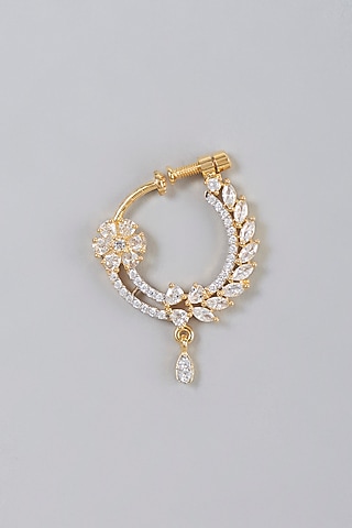 Gold Finish Zircon Nose Ring by Aster