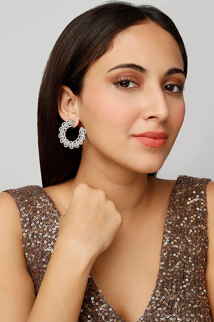 Two Tone Finish Zircon Stud Earrings by Aster at Pernia's Pop Up Shop