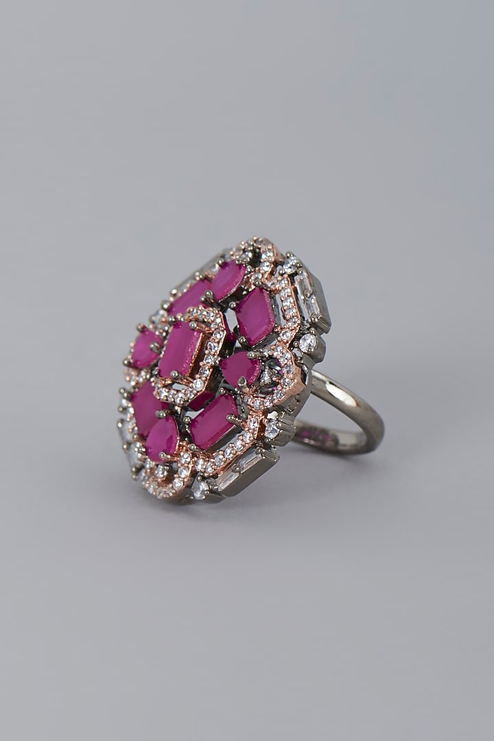 Two Tone Finish Zircon & Ruby Stone Ring by Aster at Pernia's Pop Up Shop