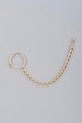 Gold Finish Zircon Nose Ring  by Aster