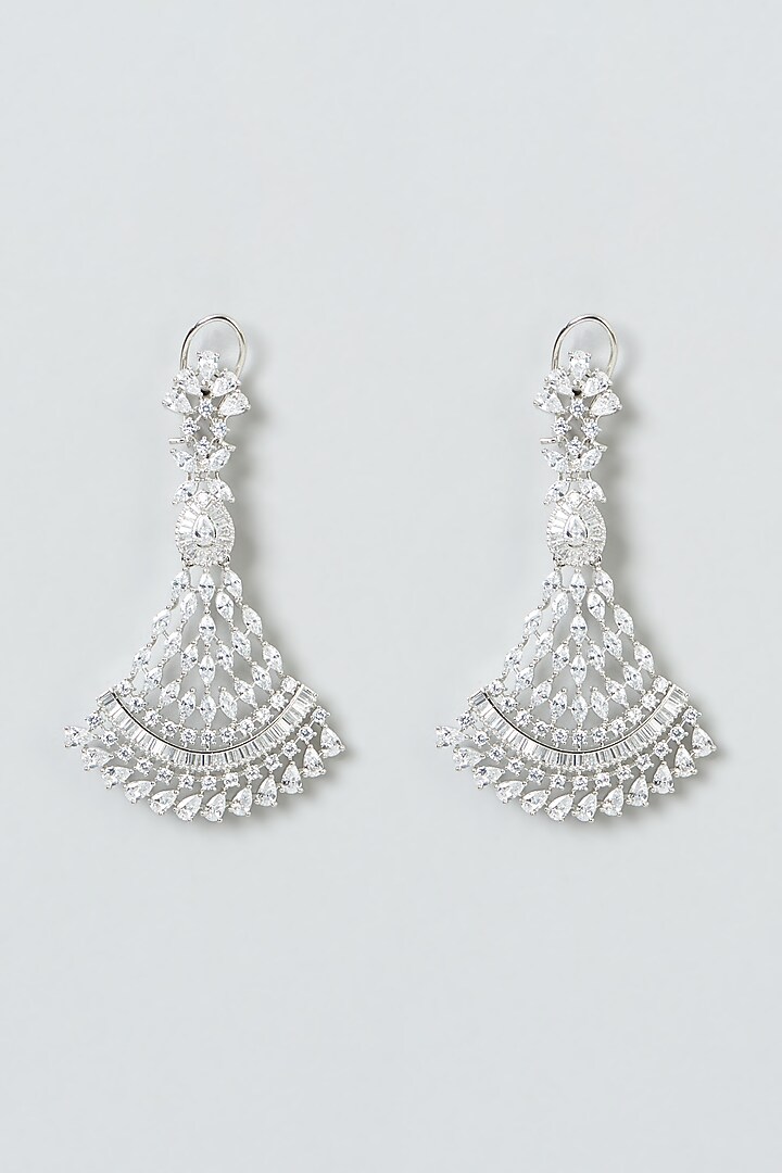 White Finish Zircon Dangler Earrings by Aster at Pernia's Pop Up Shop