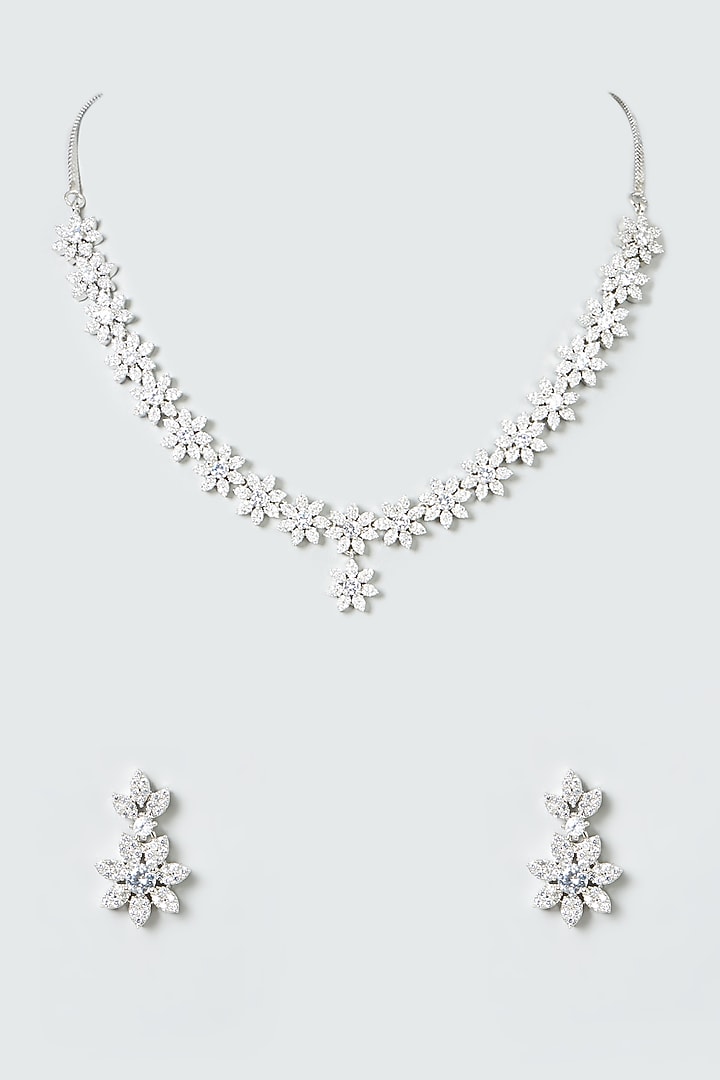 White Finish Zircon Necklace Set by Aster at Pernia's Pop Up Shop