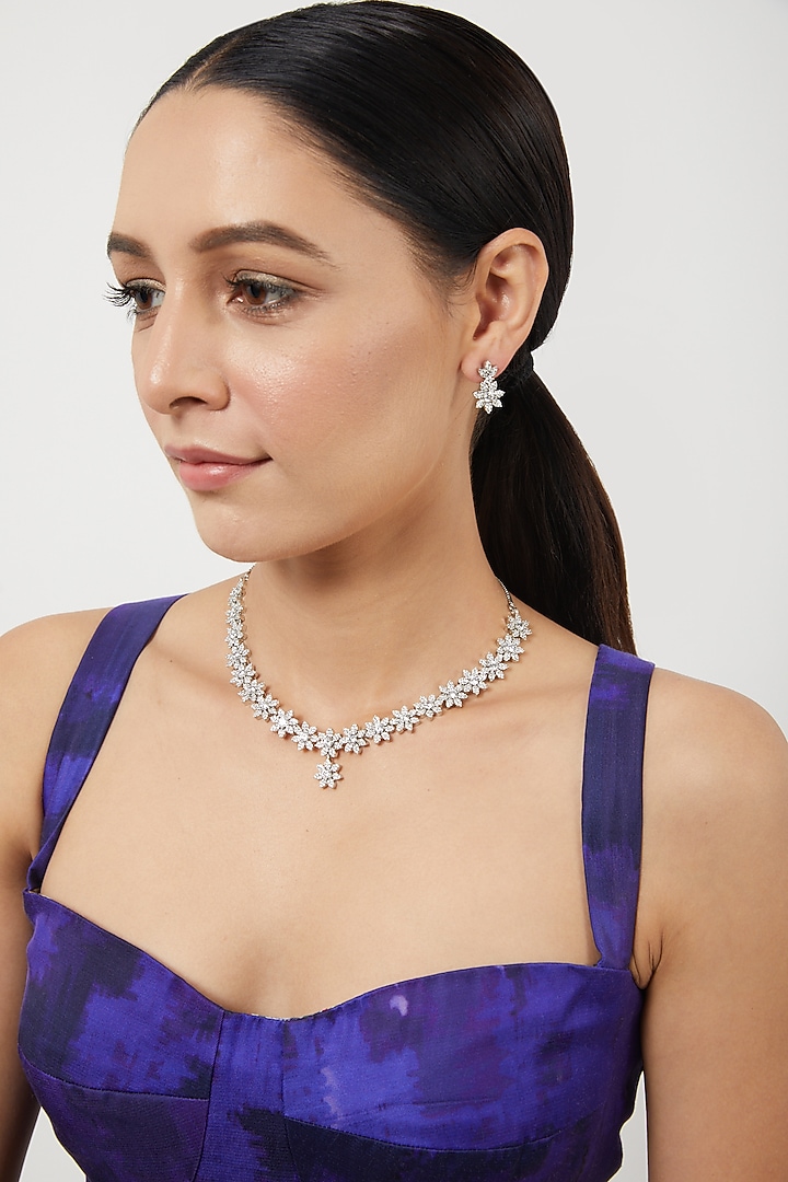 White Finish Zircon Necklace Set by Aster at Pernia's Pop Up Shop