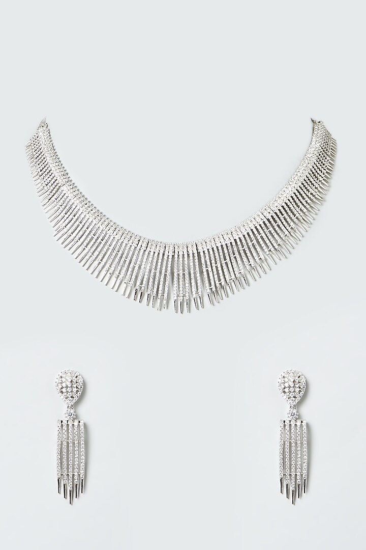 White Finish Zircon Necklace Set by Aster at Pernia's Pop Up Shop