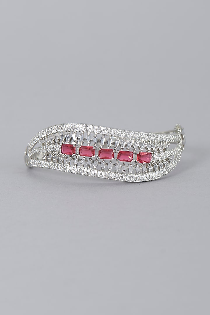 White Finish Ruby Stone & Zircon Bracelet by Aster at Pernia's Pop Up Shop