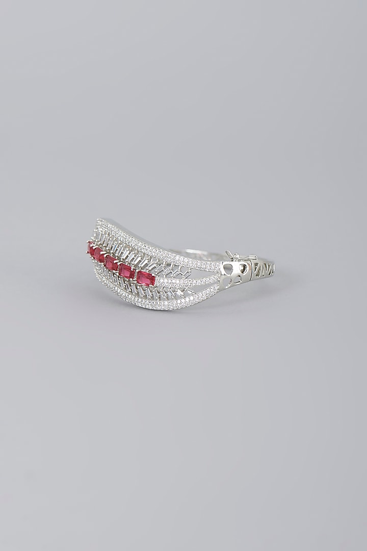 White Finish Ruby Stone & Zircon Bracelet by Aster at Pernia's Pop Up Shop