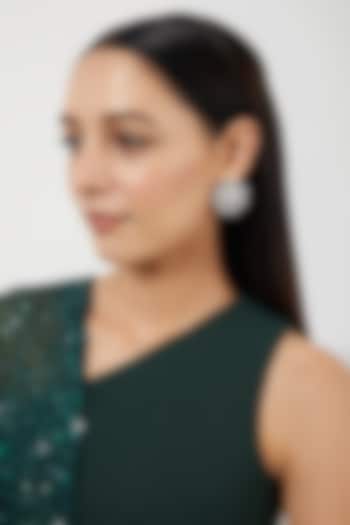 White Finish Zircons Stud Earrings by Aster at Pernia's Pop Up Shop