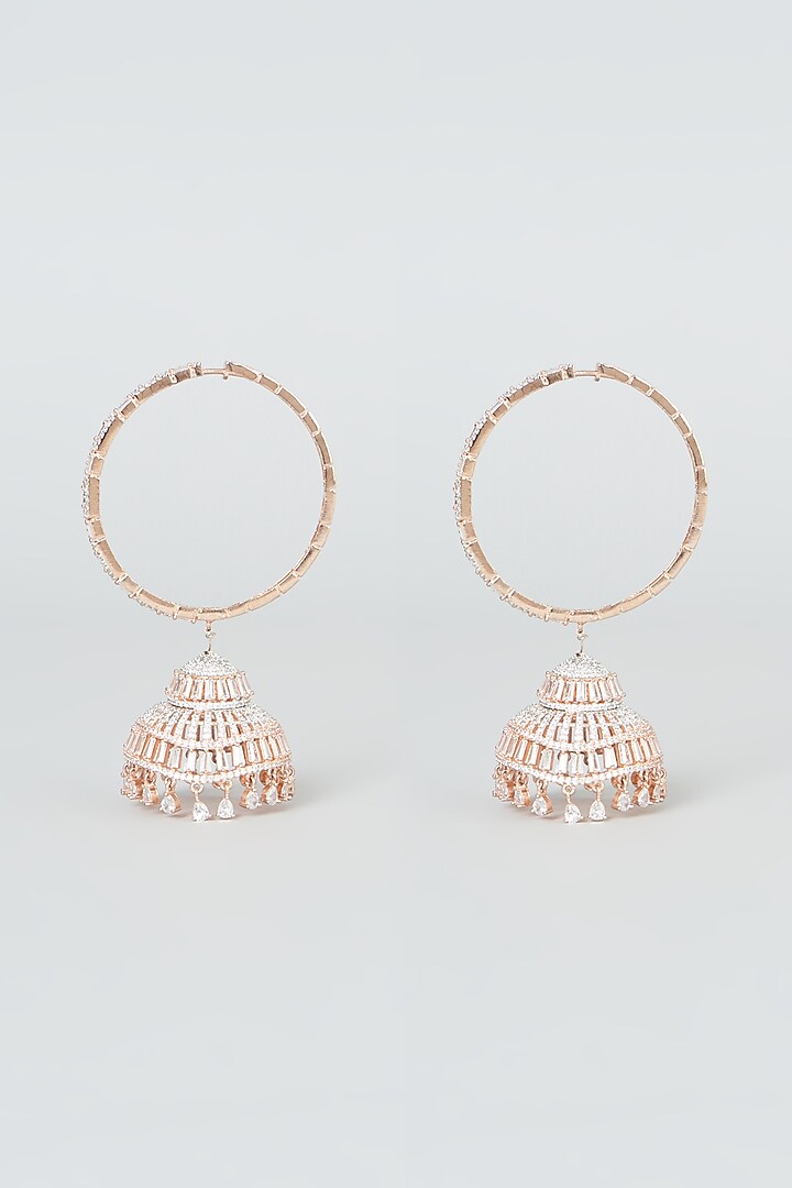 Rose Gold Finish Zircon Dangler Earrings by Aster at Pernia's Pop Up Shop
