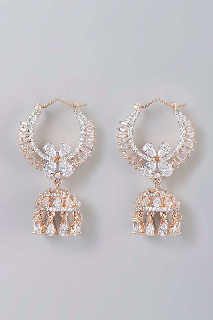 Rose Gold Finish Zircon Danger Earrings by Aster at Pernia's Pop Up Shop