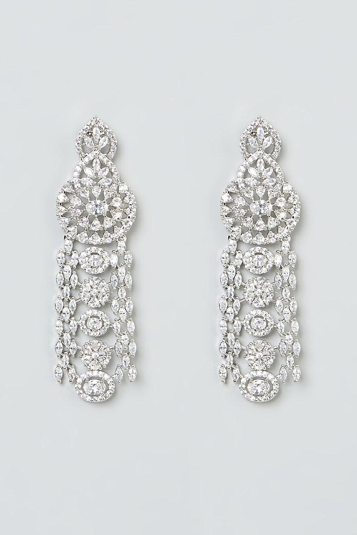 White Finish Zircon Dangler Earrings by Aster at Pernia's Pop Up Shop