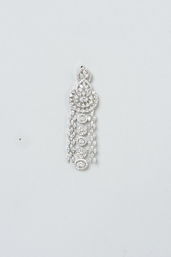 White Finish Zircon Dangler Earrings by Aster at Pernia's Pop Up Shop