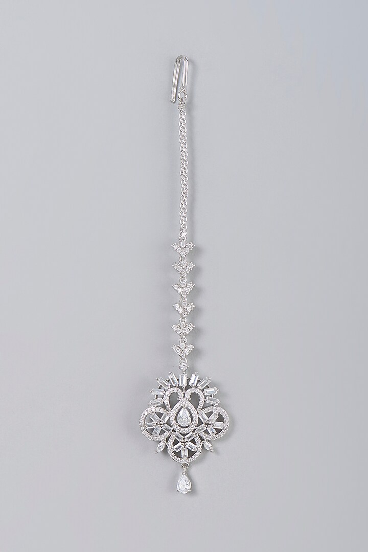 White Finish Zircon Maangtikka by Aster at Pernia's Pop Up Shop