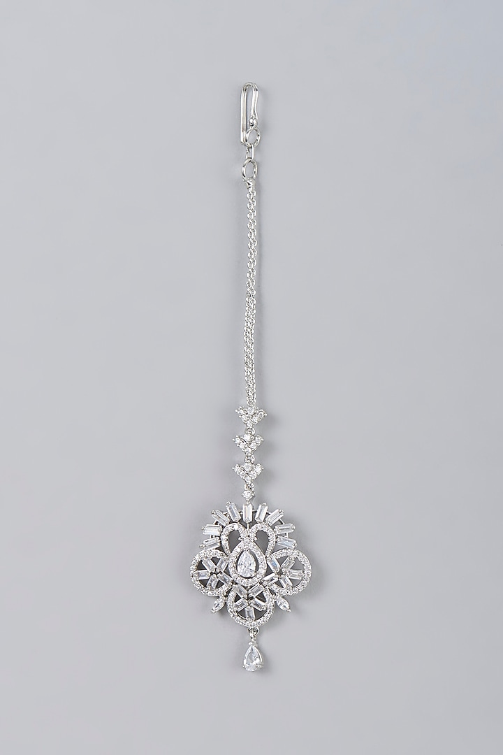 White Finish Zircon Maangtikka by Aster at Pernia's Pop Up Shop