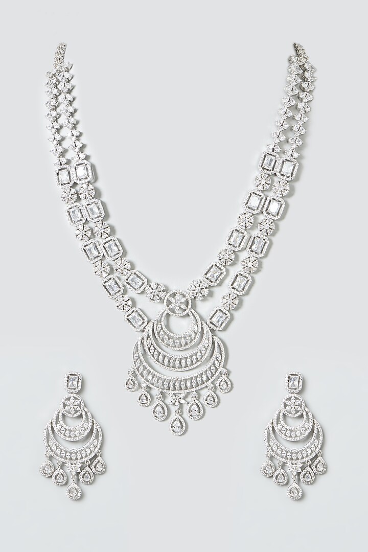 White Finish Zircons Layered Necklace Set by Aster at Pernia's Pop Up Shop