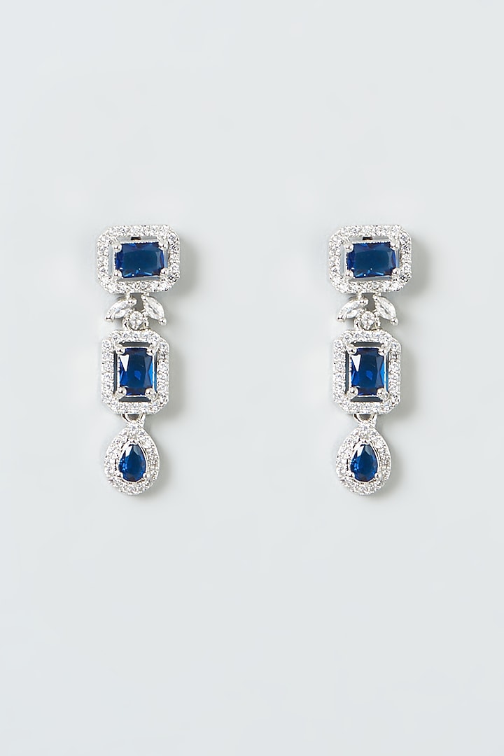 White Finish Blue Stones Necklace Set by Aster at Pernia's Pop Up Shop