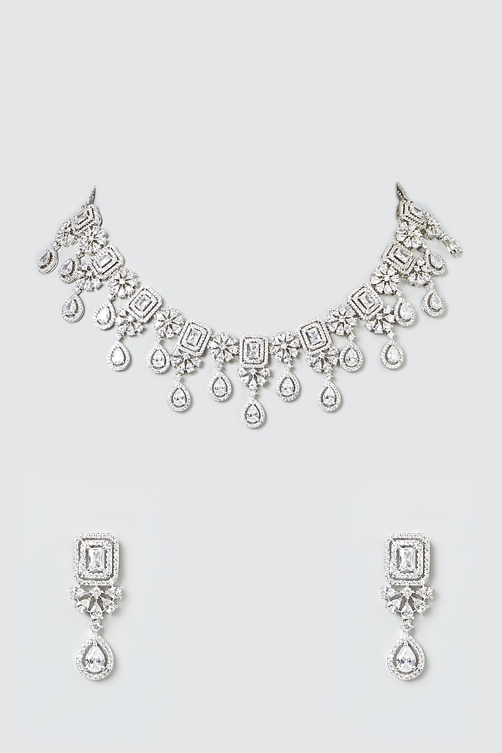 White Finish Zircon Necklace Set by Aster at Pernia's Pop Up Shop