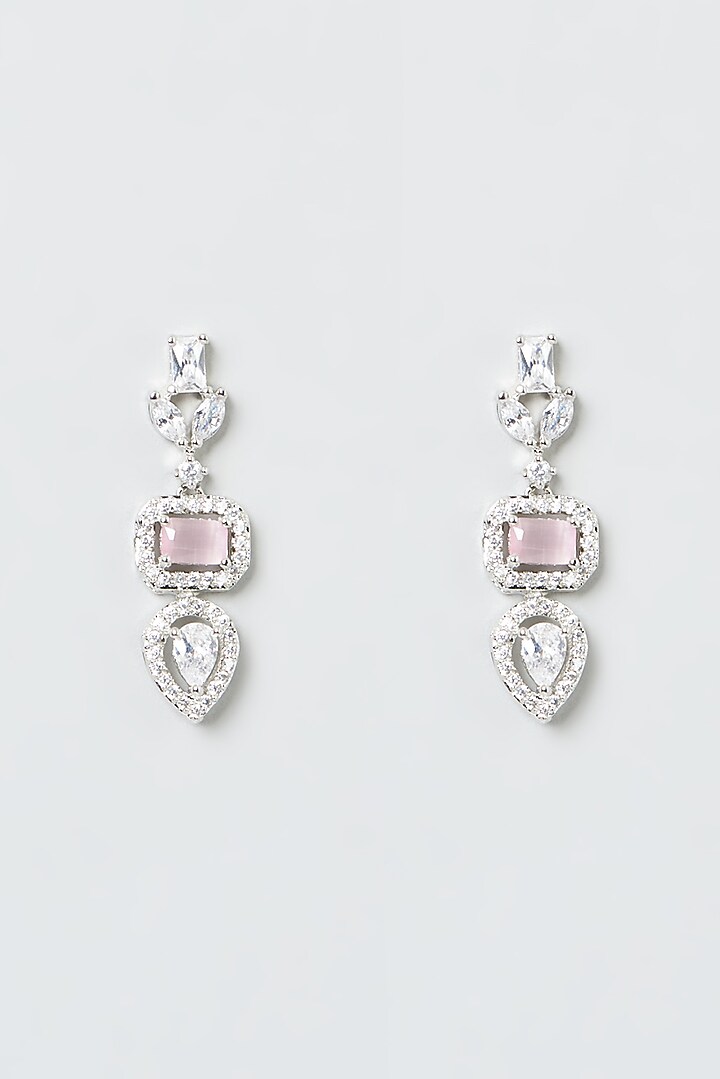 White Finish Zircons & Pink Stones Necklace Set by Aster at Pernia's Pop Up Shop