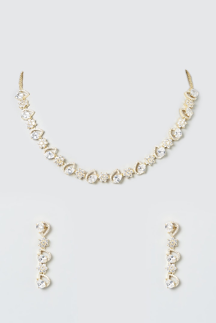 Gold Finish Zircons Necklace Set by Aster at Pernia's Pop Up Shop
