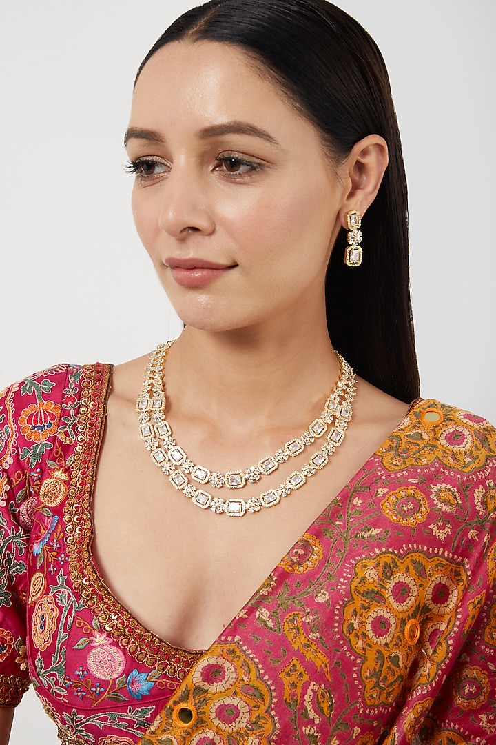 Gold Finish Zircons Layered Necklace Set by Aster at Pernia's Pop Up Shop