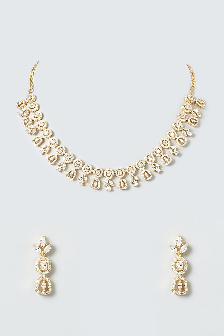 Gold Finish Zircons Necklace Set by Aster at Pernia's Pop Up Shop