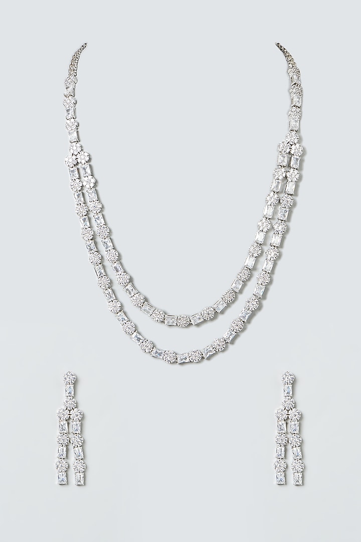 White Finish Zircons Layered Necklace Set by Aster at Pernia's Pop Up Shop
