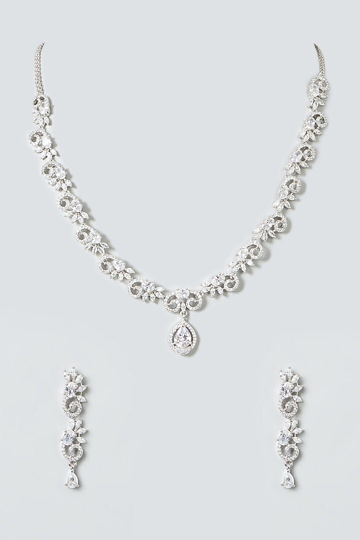 White Finish Zircon Necklace Set by Aster at Pernia's Pop Up Shop