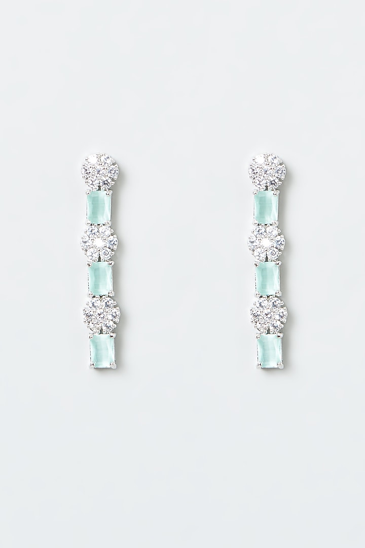 White Finish Zircon & Turquoise Stone Necklace Set by Aster at Pernia's Pop Up Shop