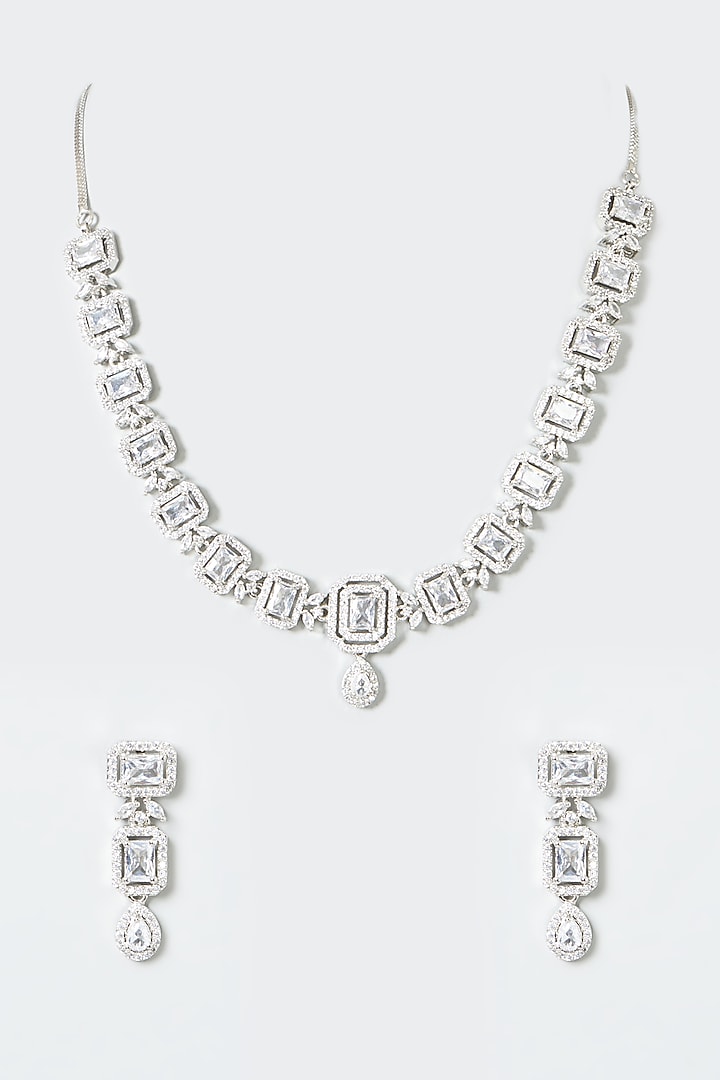 White Finish Zircon Necklace Set by Aster at Pernia's Pop Up Shop