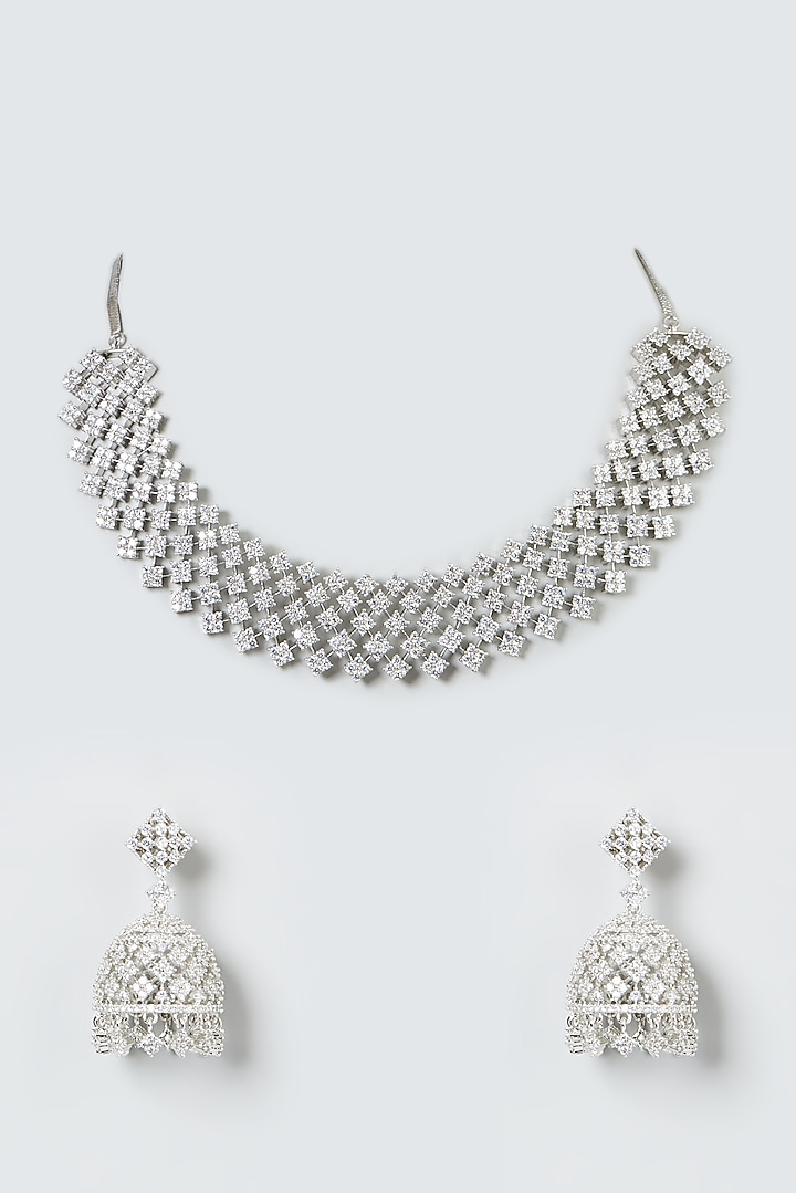 White Finish Zircon Necklace Set by Aster at Pernia's Pop Up Shop